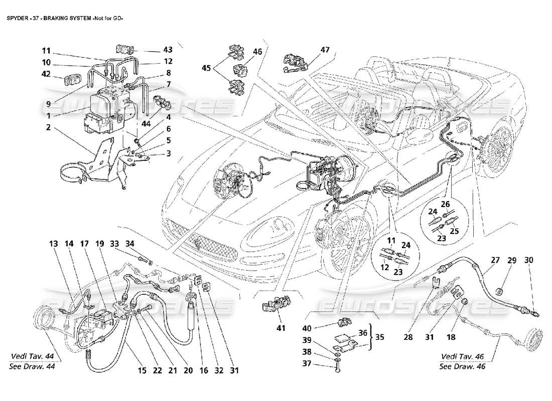 maserati 4200 spyder (2002) braking system -not for gd part diagram