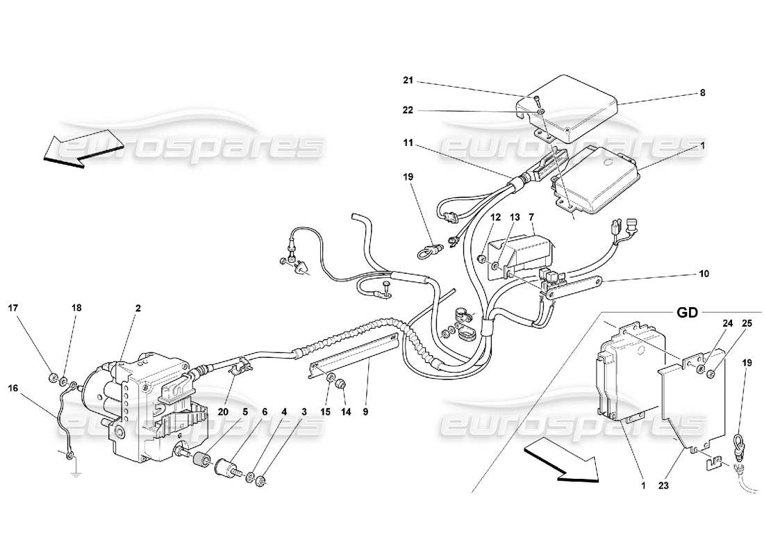 ferrari 550 maranello control unit and hydraulic equipment for abs-asr system part diagram