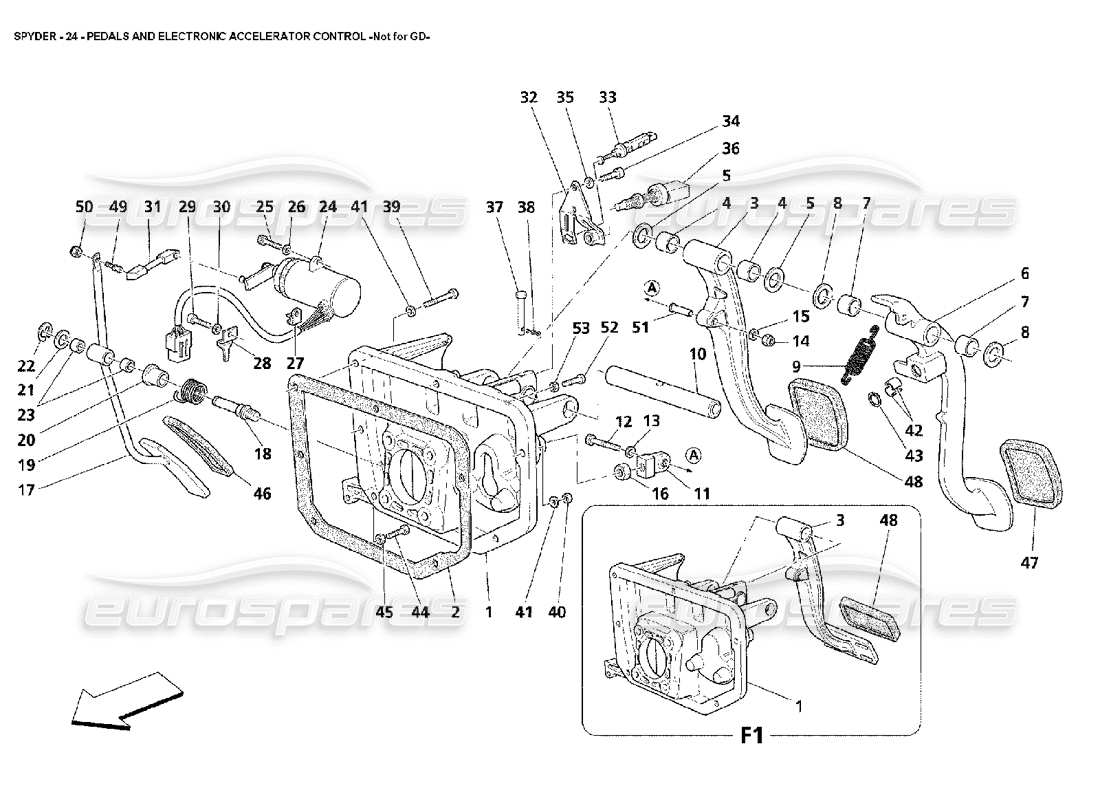 maserati 4200 spyder (2002) pedals and electronic accelerator control -not for gd part diagram