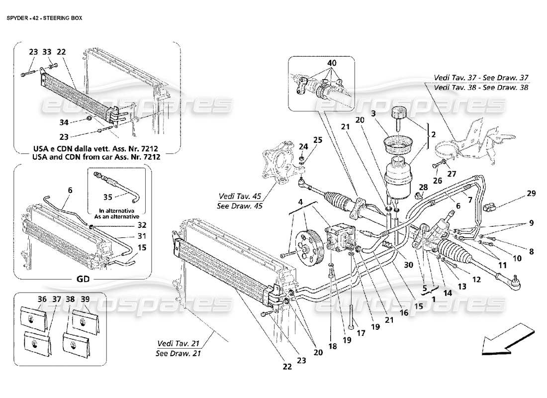 maserati 4200 spyder (2002) steering box part diagram