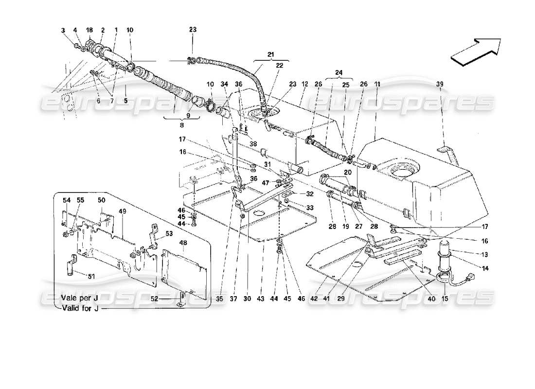 ferrari 512 m fuel tanks part diagram