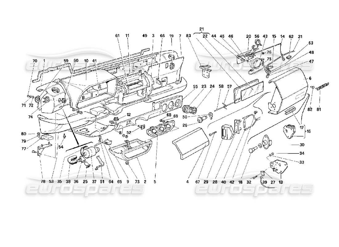 ferrari 512 m dashboard part diagram