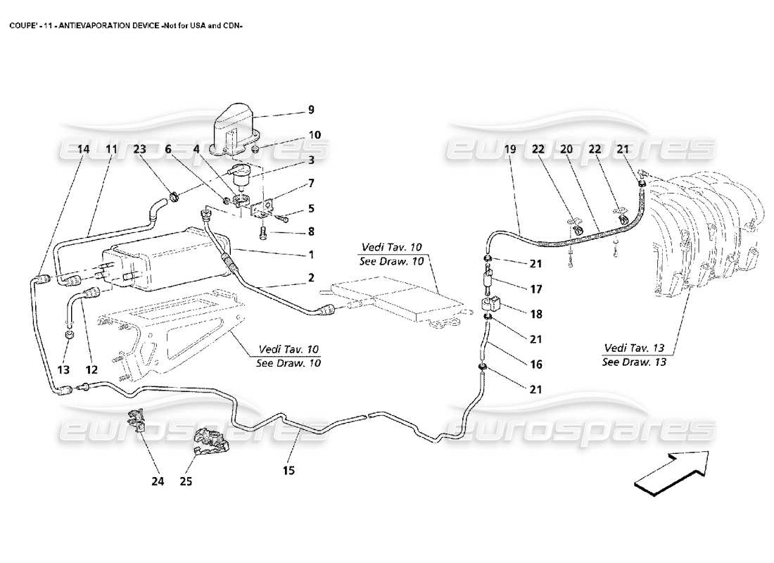 maserati 4200 coupe (2002) antievaporation device -not for usa and cdn part diagram