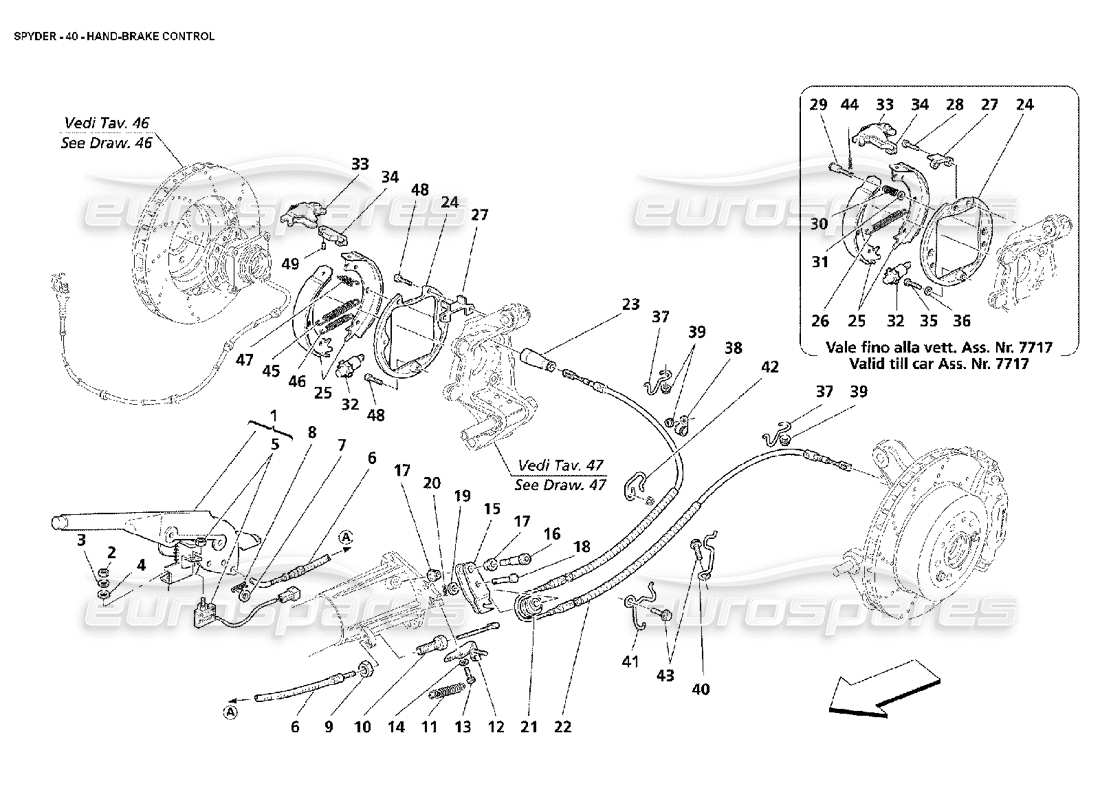 maserati 4200 spyder (2002) hand-brake control part diagram