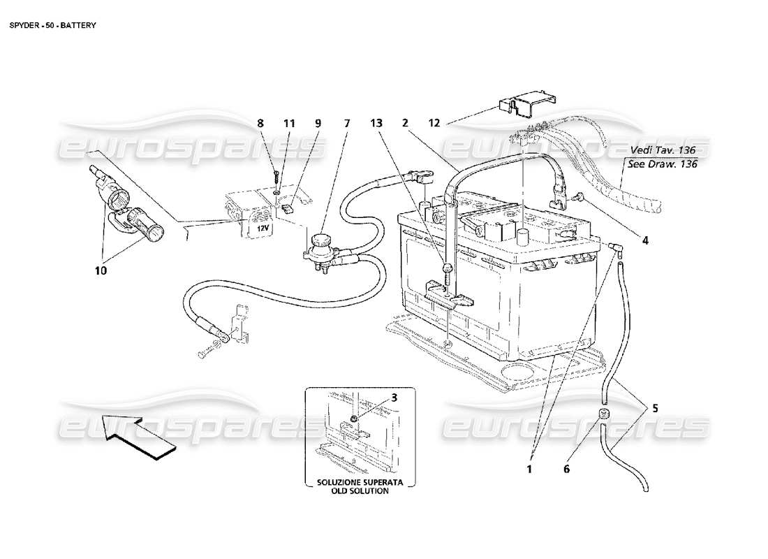 maserati 4200 spyder (2002) battery part diagram