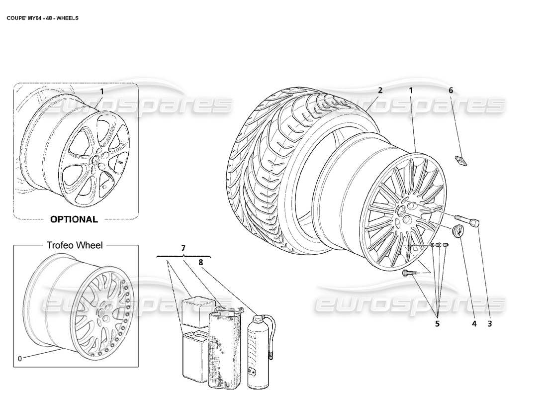 maserati 4200 coupe (2004) wheels part diagram