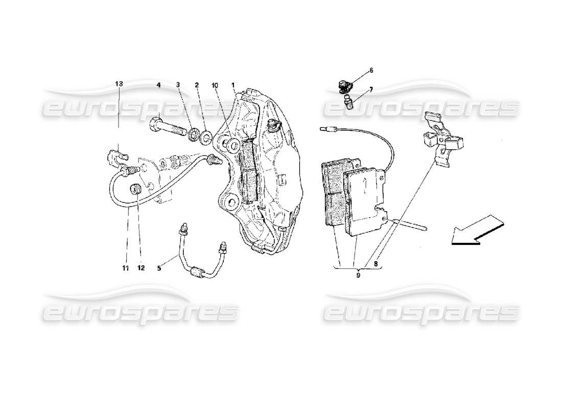 ferrari 512 m front brakes calipers part diagram