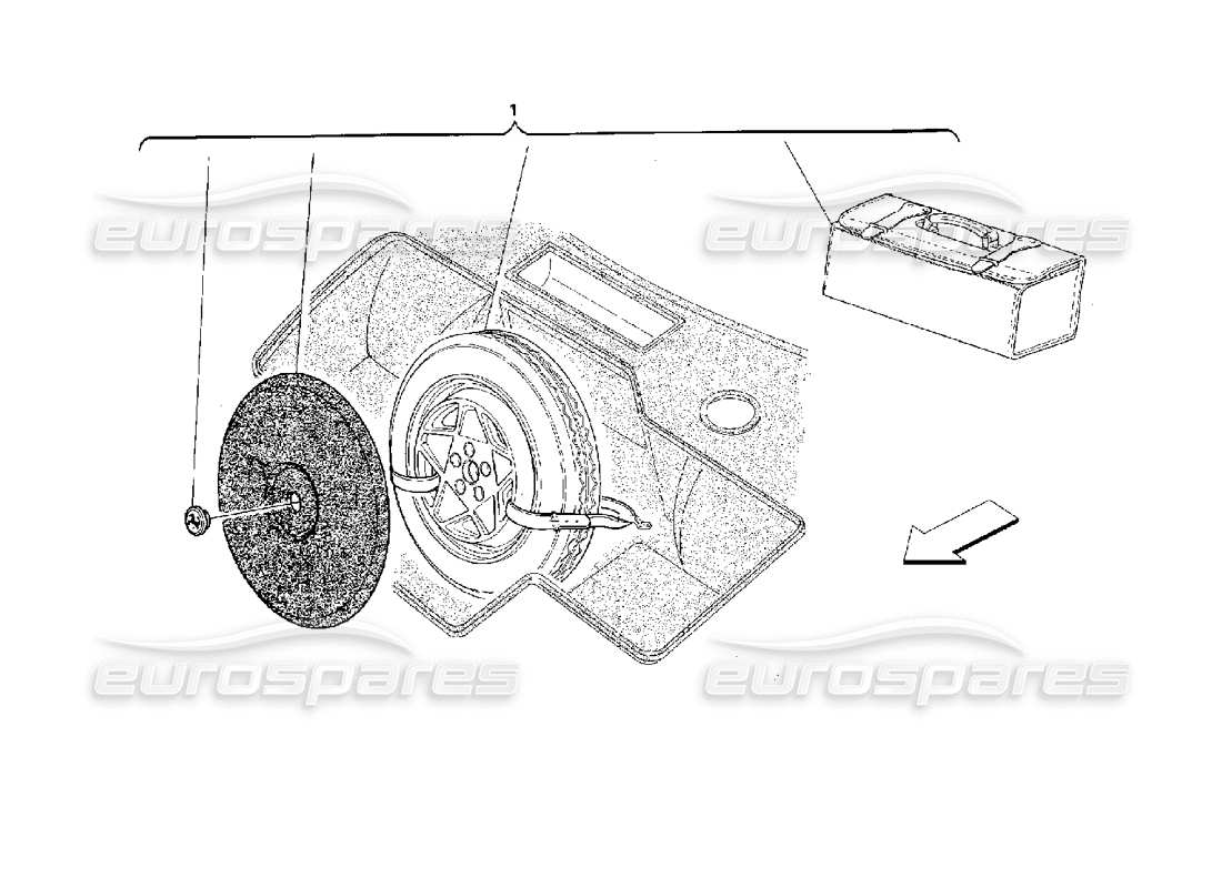 ferrari 512 m spare wheel and equipment - optional part diagram