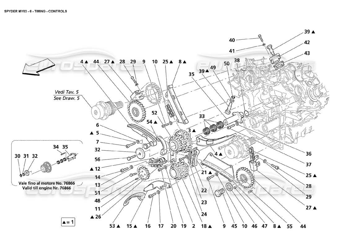 maserati 4200 spyder (2003) timing - controls part diagram