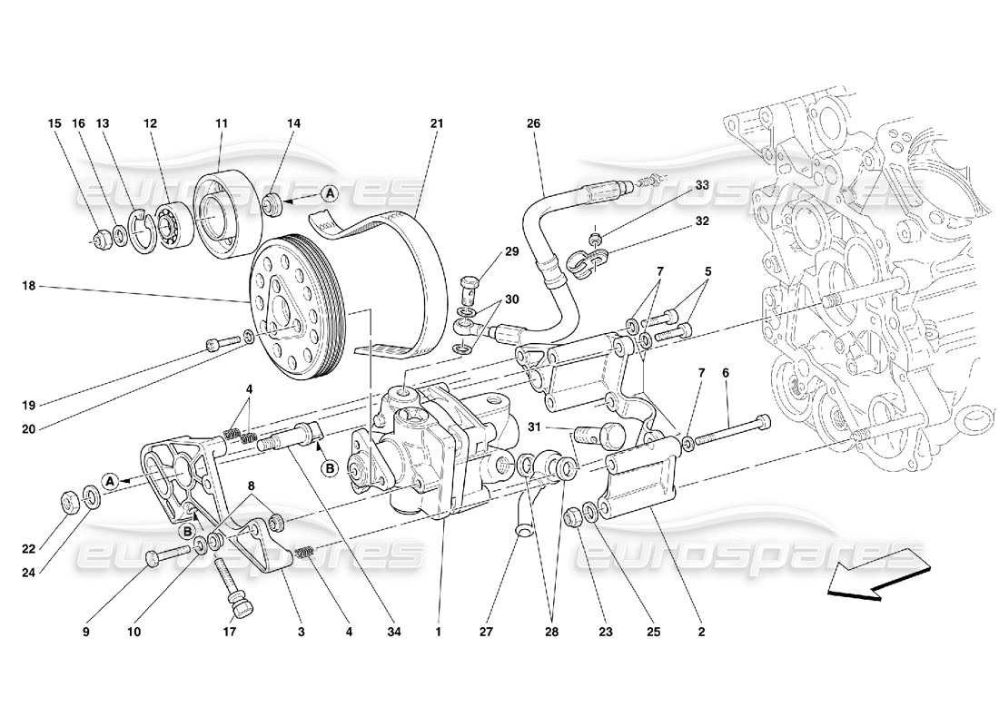 ferrari 456 m gt/m gta hydraulic steering pumps part diagram