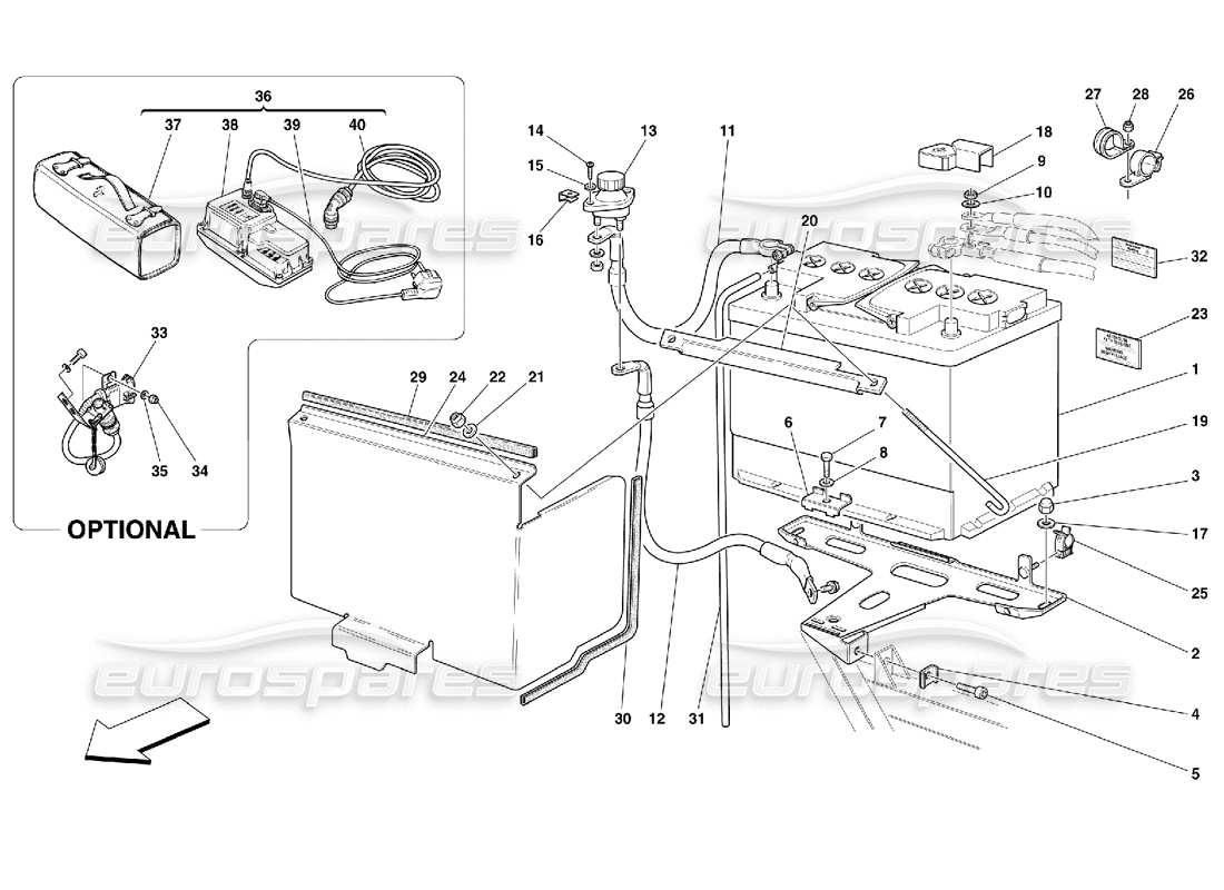 ferrari 456 m gt/m gta battery part diagram