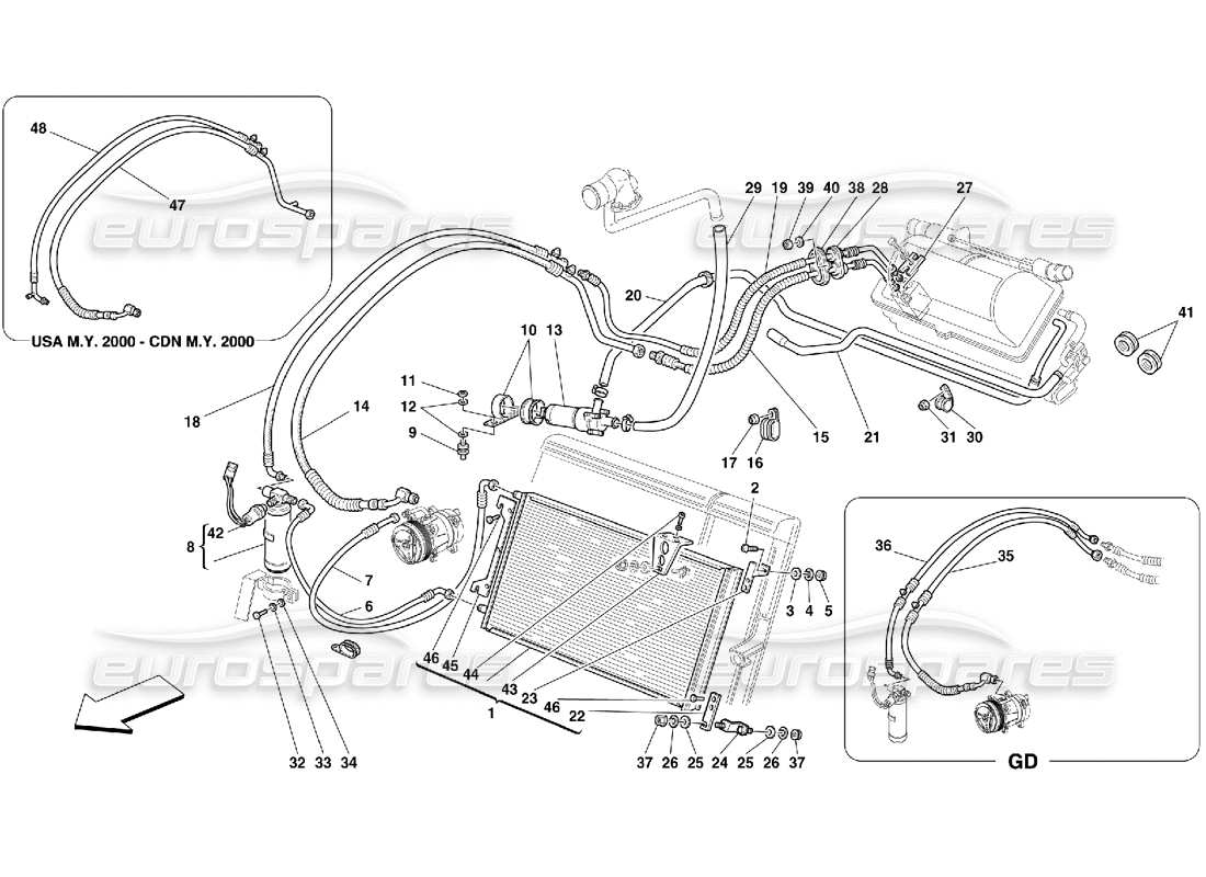 ferrari 456 m gt/m gta air conditioning system part diagram