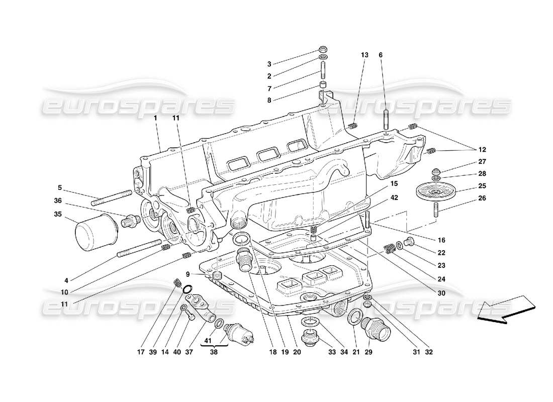 ferrari 456 m gt/m gta lubrication - oil sumps and filters part diagram