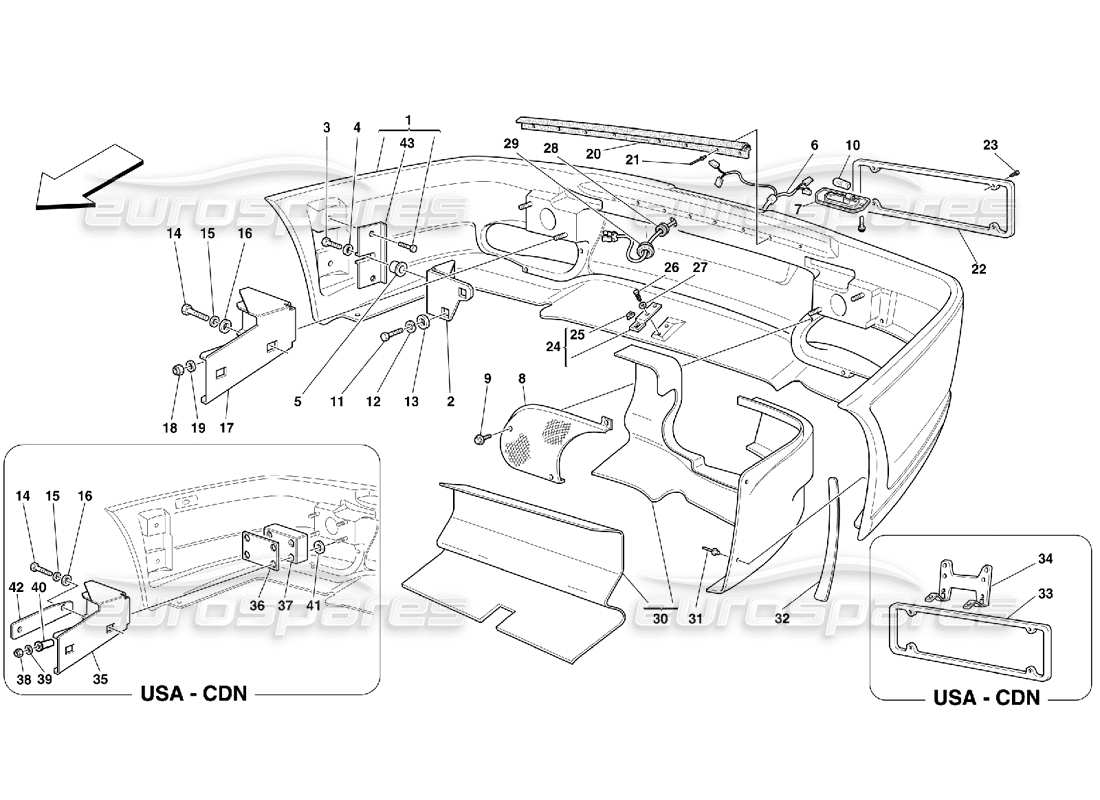 ferrari 550 maranello rear bumper part diagram