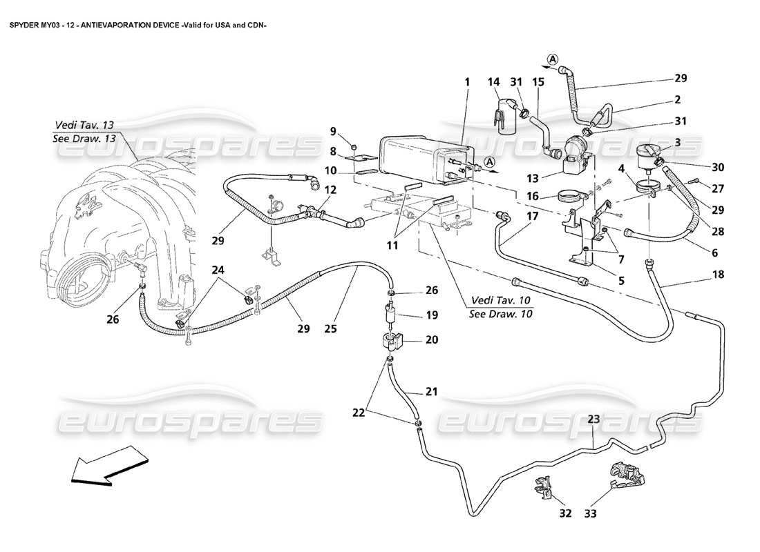 maserati 4200 spyder (2003) antievaporation device - valid for usa and cdn part diagram