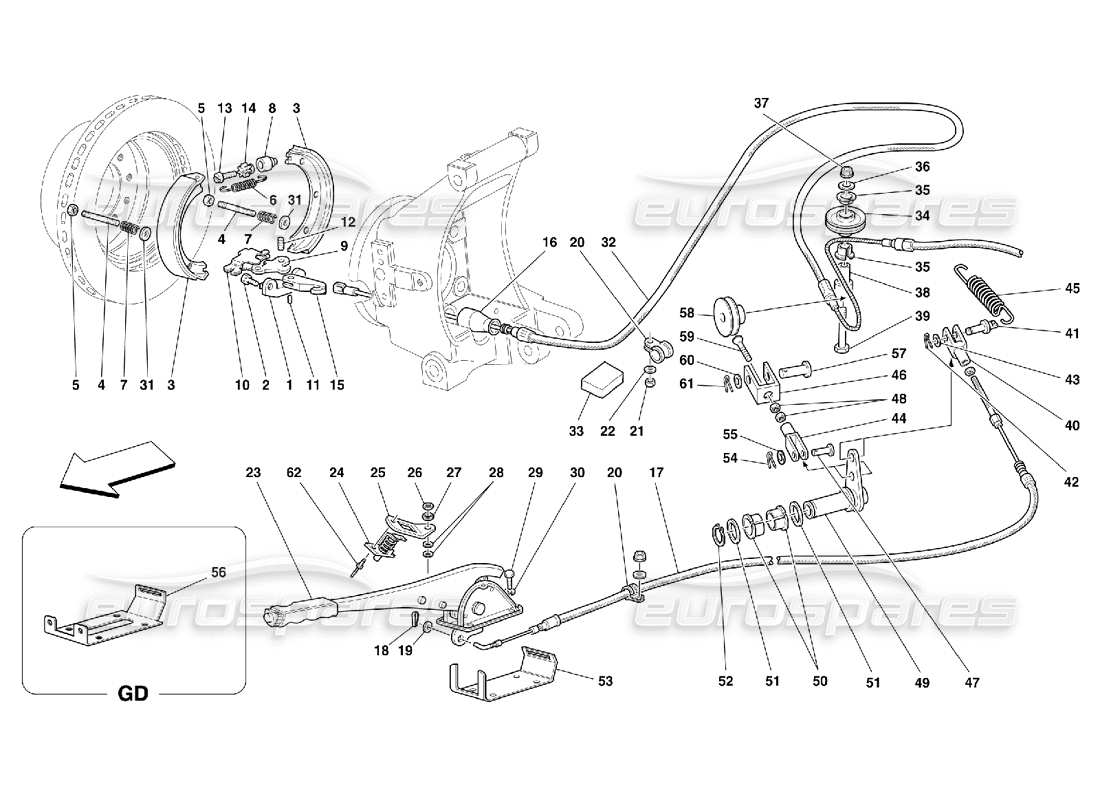 ferrari 456 m gt/m gta hand-brake control -valid for 456m gta part diagram