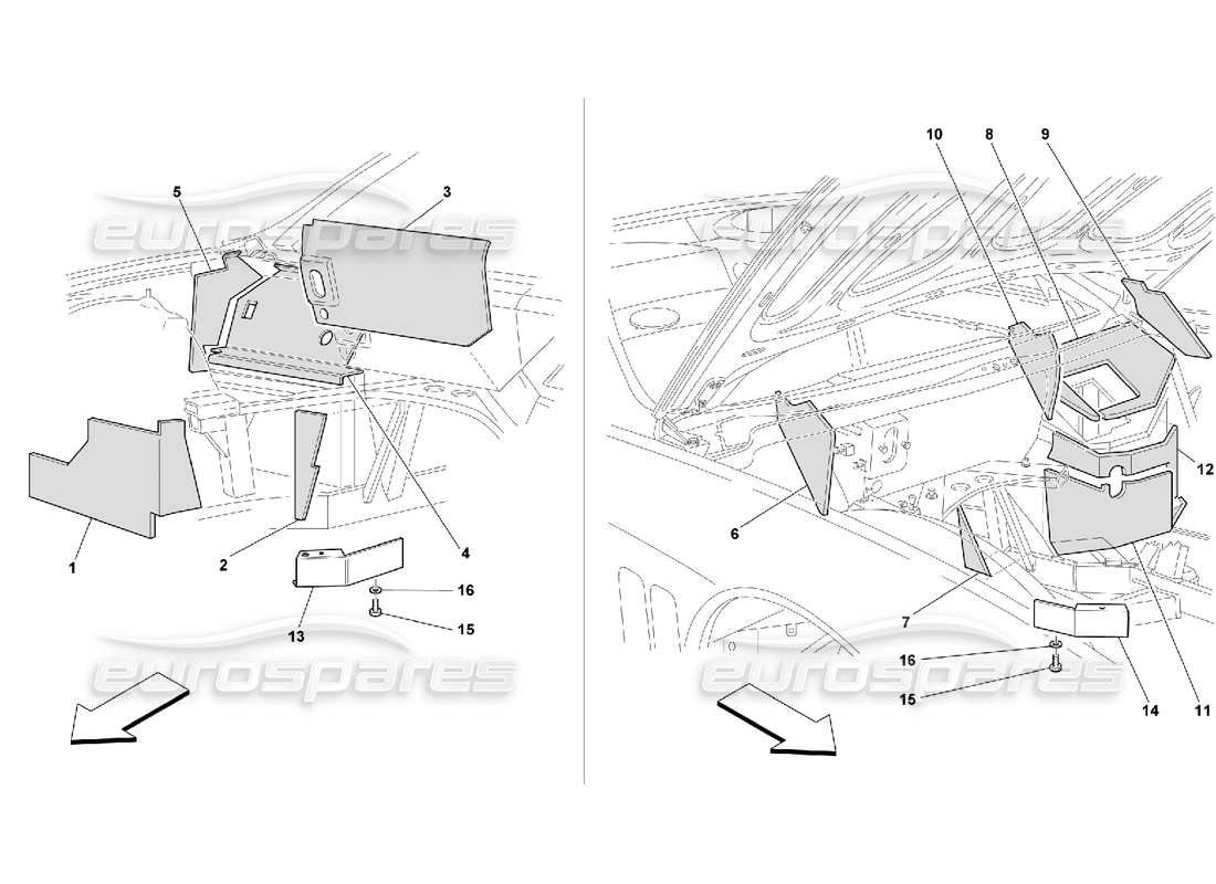 ferrari 550 maranello engine compartment fire-proof insulations -not for gd part diagram