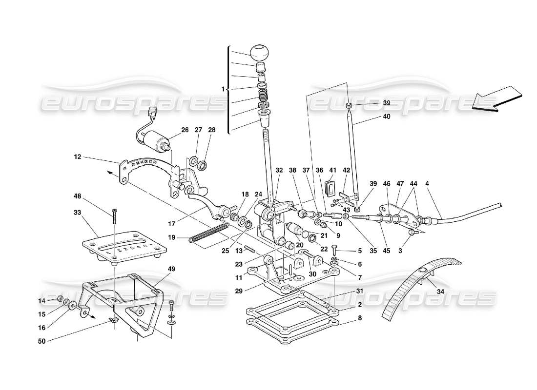 ferrari 456 m gt/m gta outside gearbox controls -valid for 456m gta part diagram