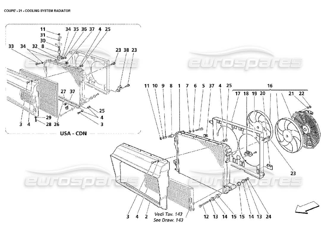 maserati 4200 coupe (2002) cooling system radiator part diagram