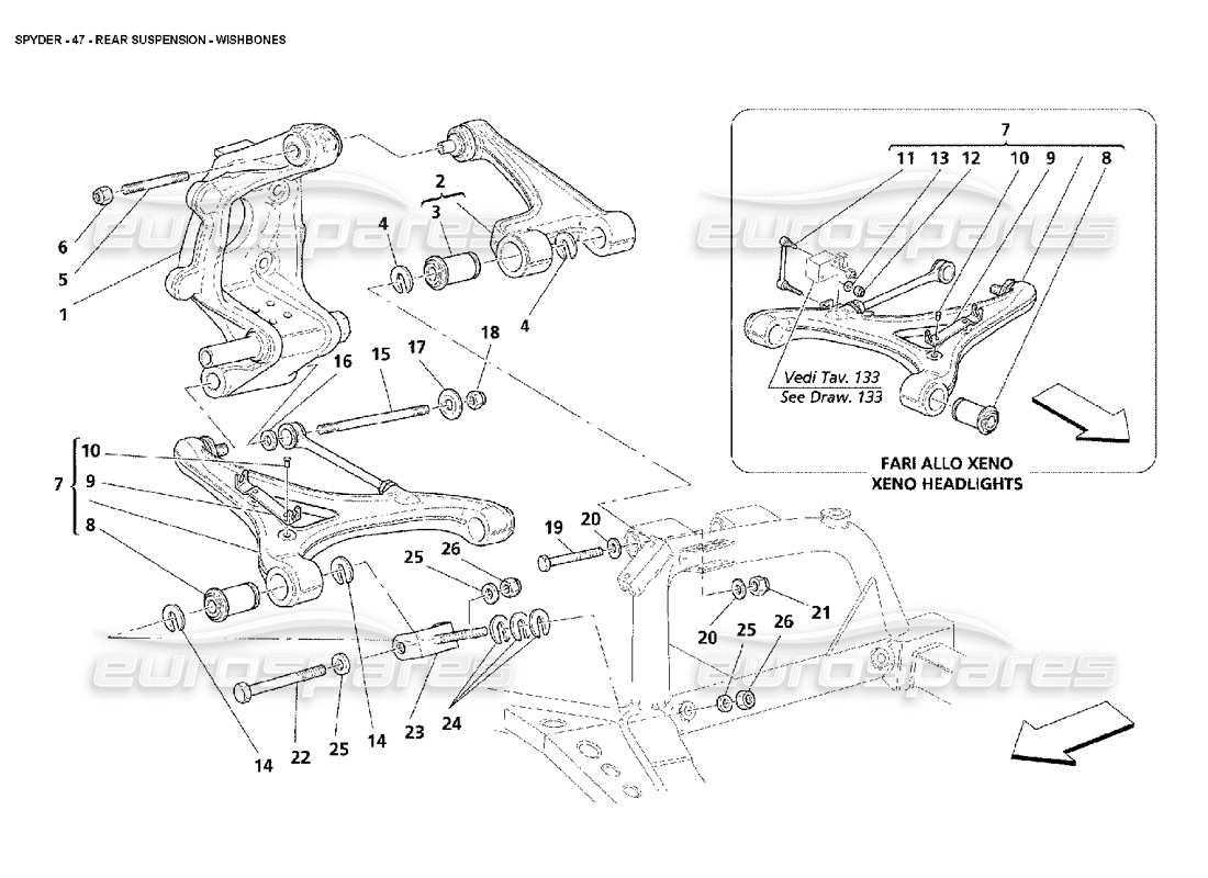 maserati 4200 spyder (2002) rear suspension - wishbones part diagram