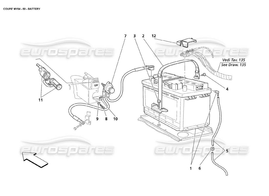 maserati 4200 coupe (2004) battery part diagram