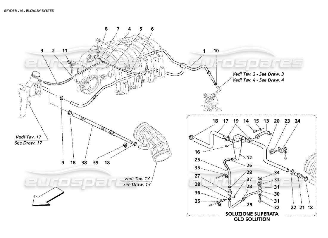 maserati 4200 spyder (2002) blow - by system part diagram