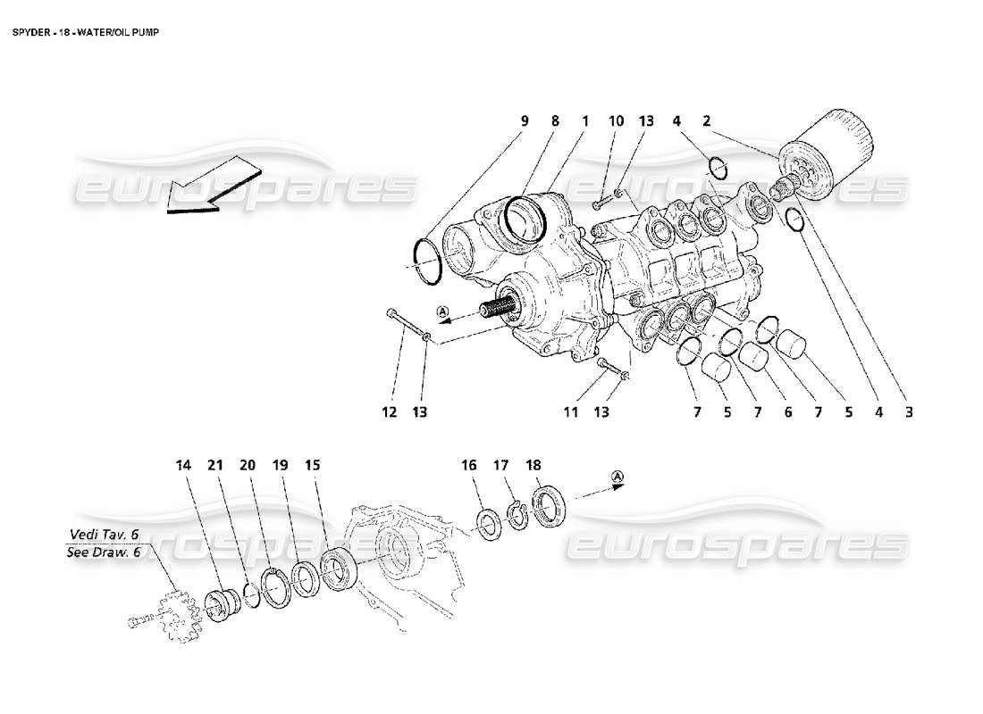 maserati 4200 spyder (2002) water-oil pump part diagram