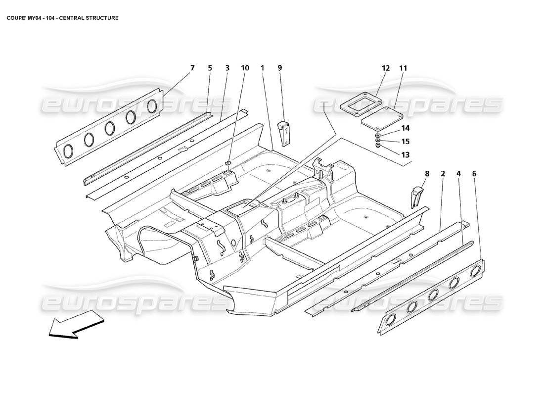 maserati 4200 coupe (2004) central structure part diagram