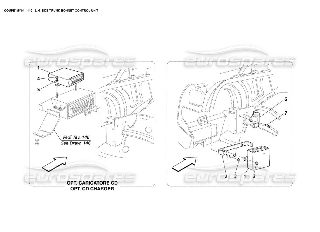 maserati 4200 coupe (2004) lh side trunk bonnet control unit part diagram