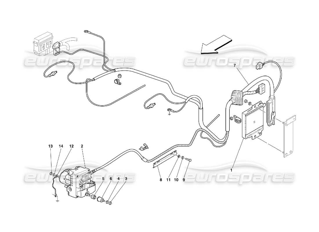 ferrari 456 m gt/m gta control unit and hydraulic equipment for abs system part diagram