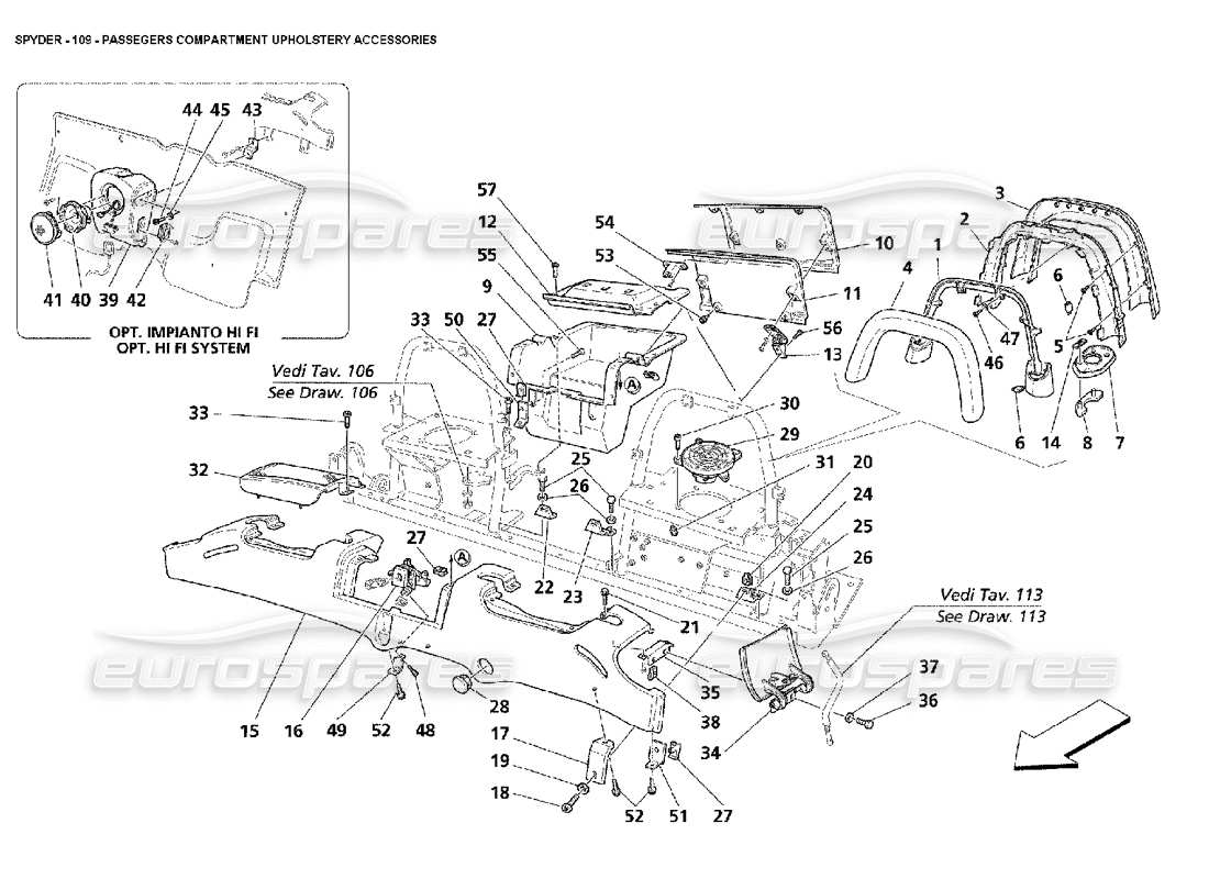 maserati 4200 spyder (2002) passegers compartment upholstery accessories part diagram