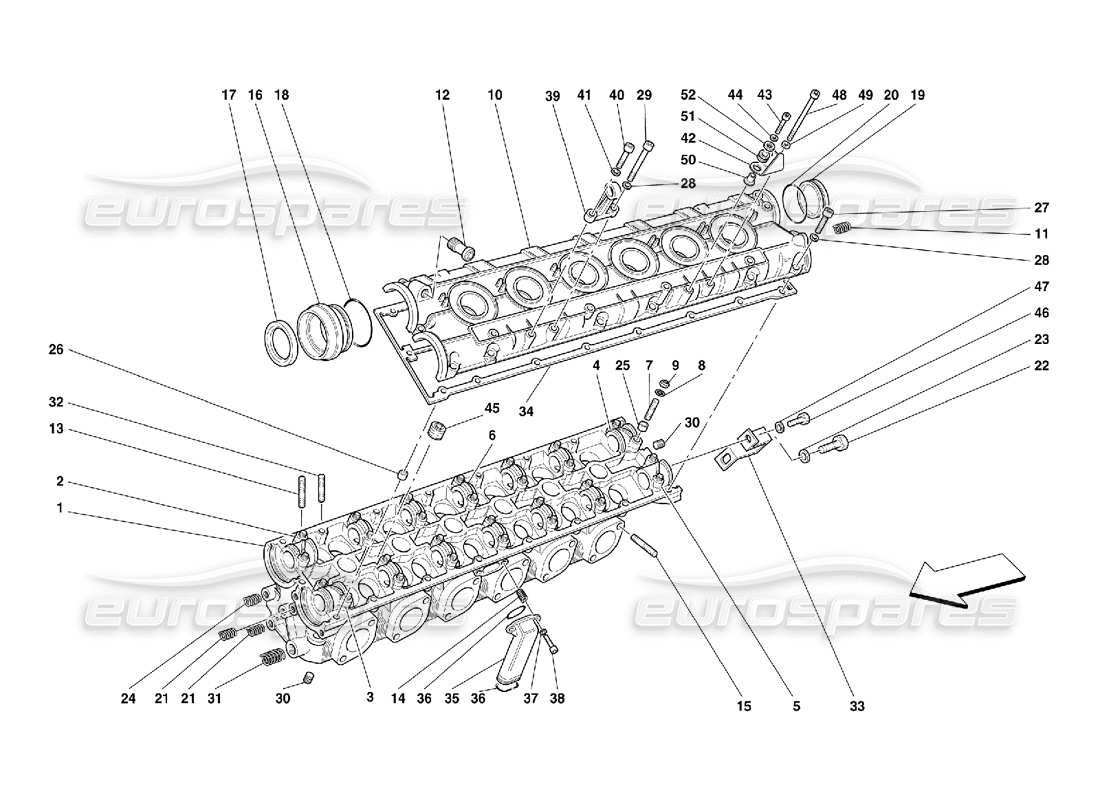 ferrari 456 m gt/m gta lh cylinder head parts diagram