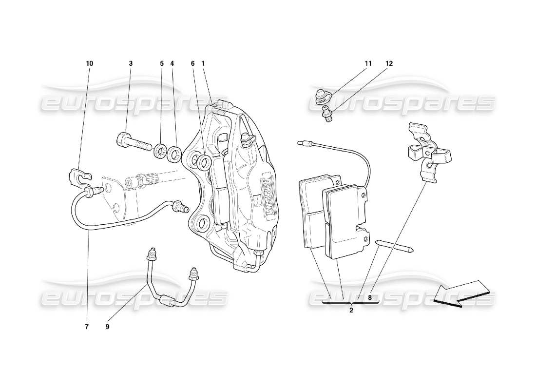 ferrari 456 m gt/m gta caliper for front brake part diagram