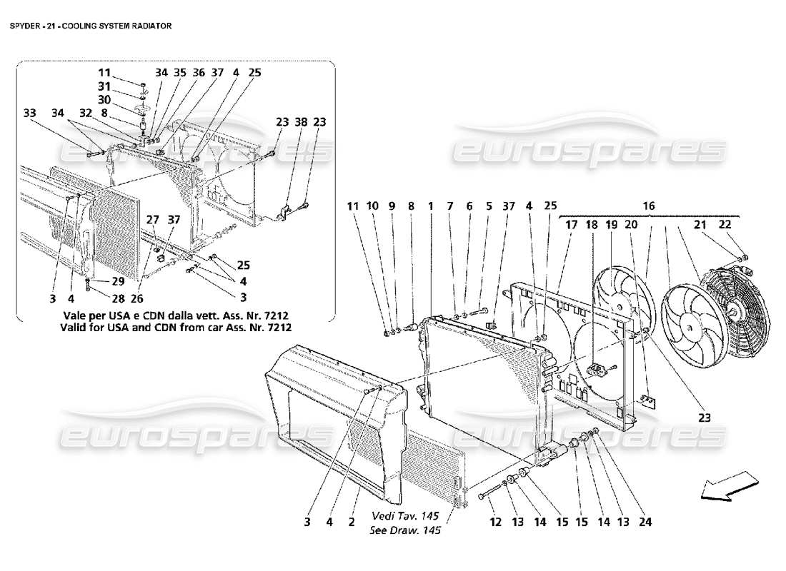 maserati 4200 spyder (2002) cooling system radiator part diagram