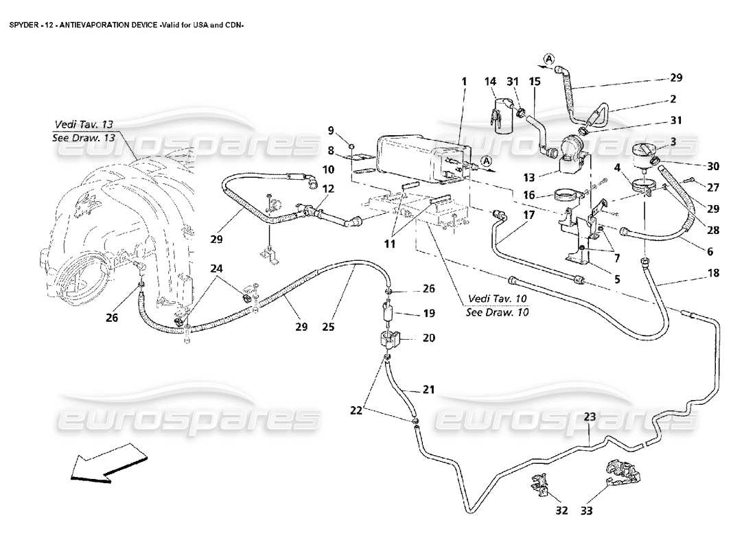 maserati 4200 spyder (2002) antievaporation device -valid for usa and cdn part diagram