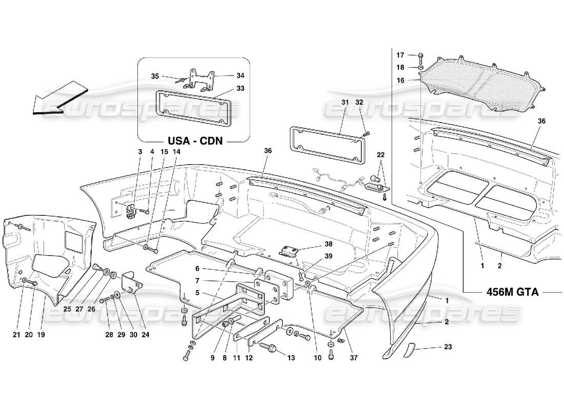 ferrari 456 m gt/m gta rear bumper part diagram