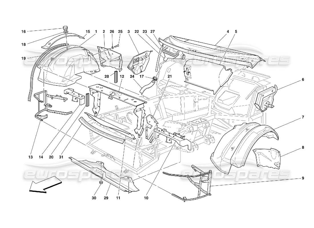 ferrari 456 m gt/m gta front structures and components part diagram