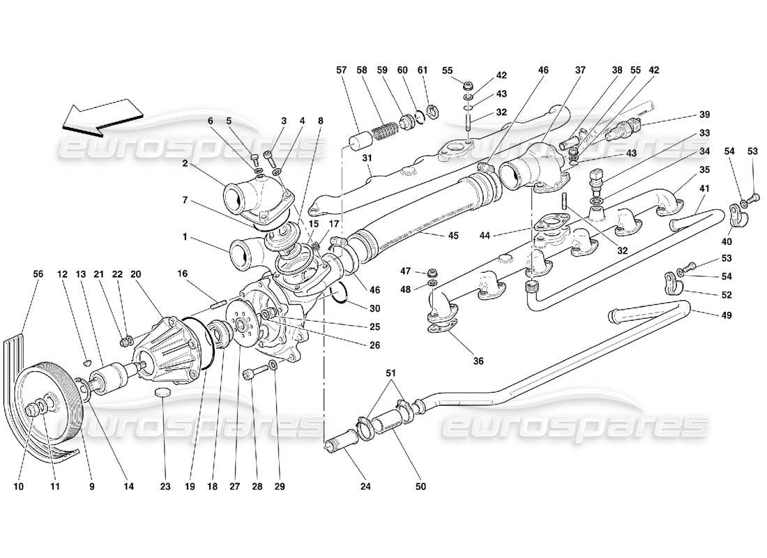 ferrari 456 m gt/m gta water pump part diagram