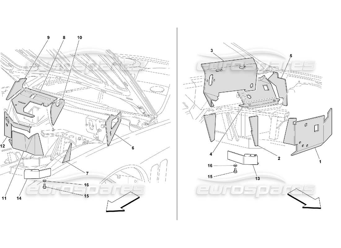 ferrari 550 maranello engine compartment fire-proof insulations -valid for gd part diagram