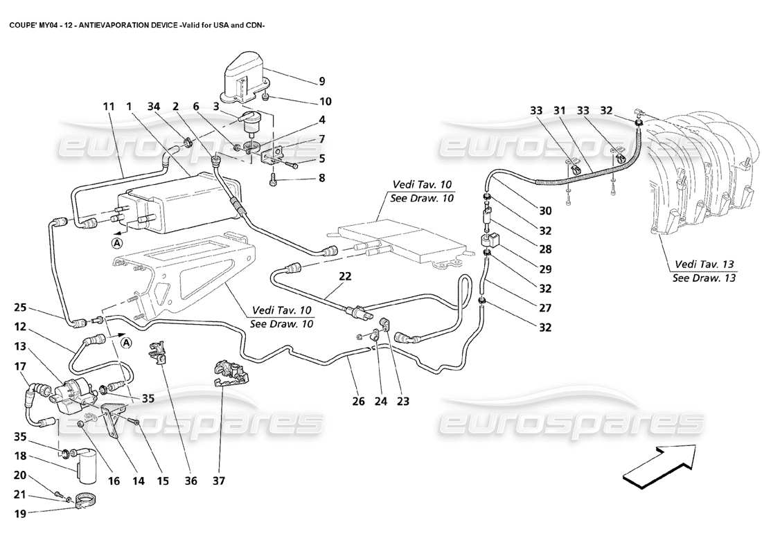 maserati 4200 coupe (2004) antievaporation device valid for usa and cdn part diagram