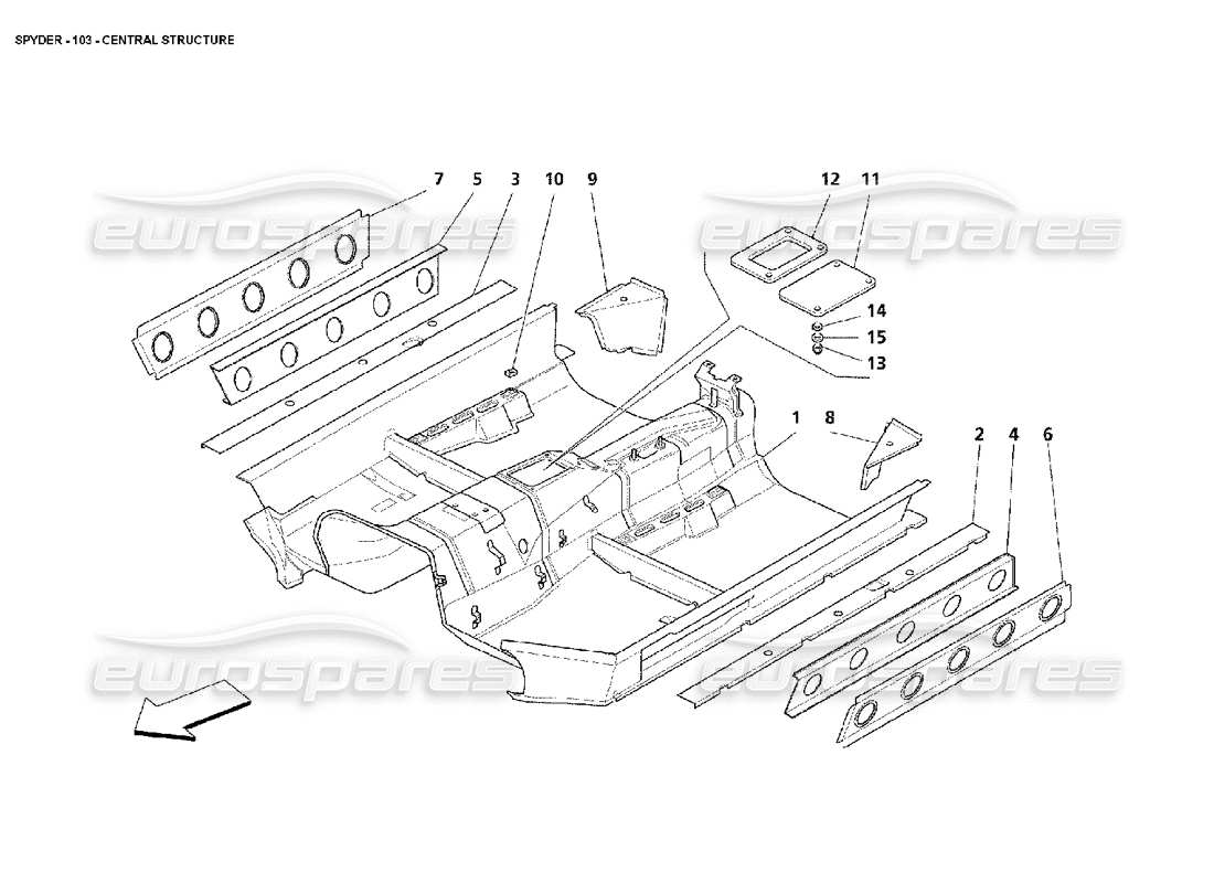 maserati 4200 spyder (2002) central structure part diagram