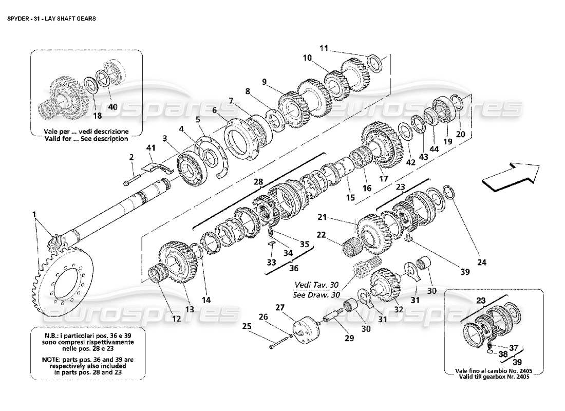 maserati 4200 spyder (2002) lay shaft gears part diagram