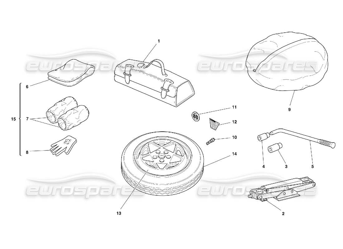 ferrari 456 m gt/m gta spare wheel and equipment part diagram