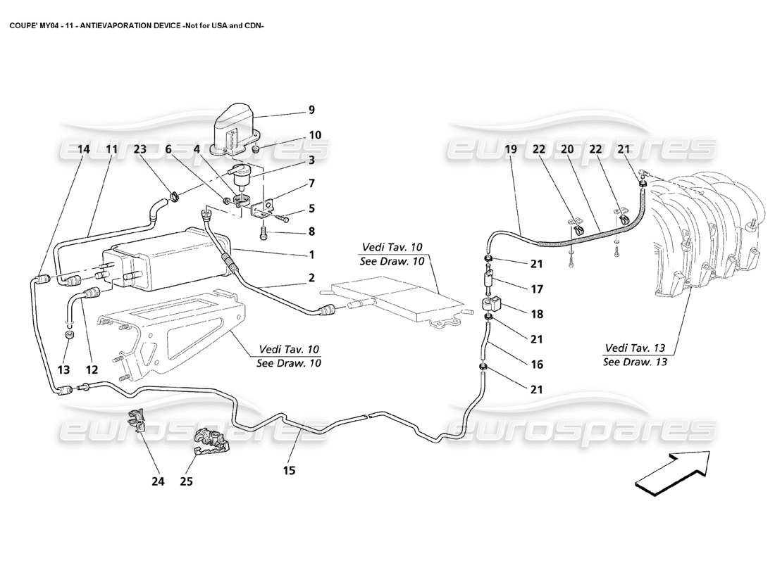 maserati 4200 coupe (2004) antievaporation device not for usa and cdn part diagram