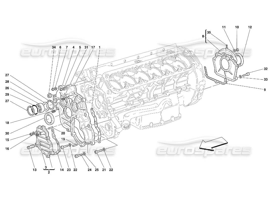 ferrari 456 m gt/m gta crankcase - covers parts diagram