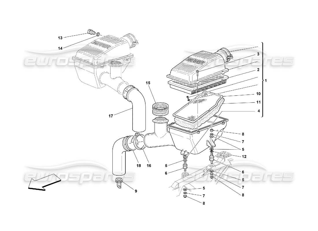 ferrari 550 maranello air intake part diagram