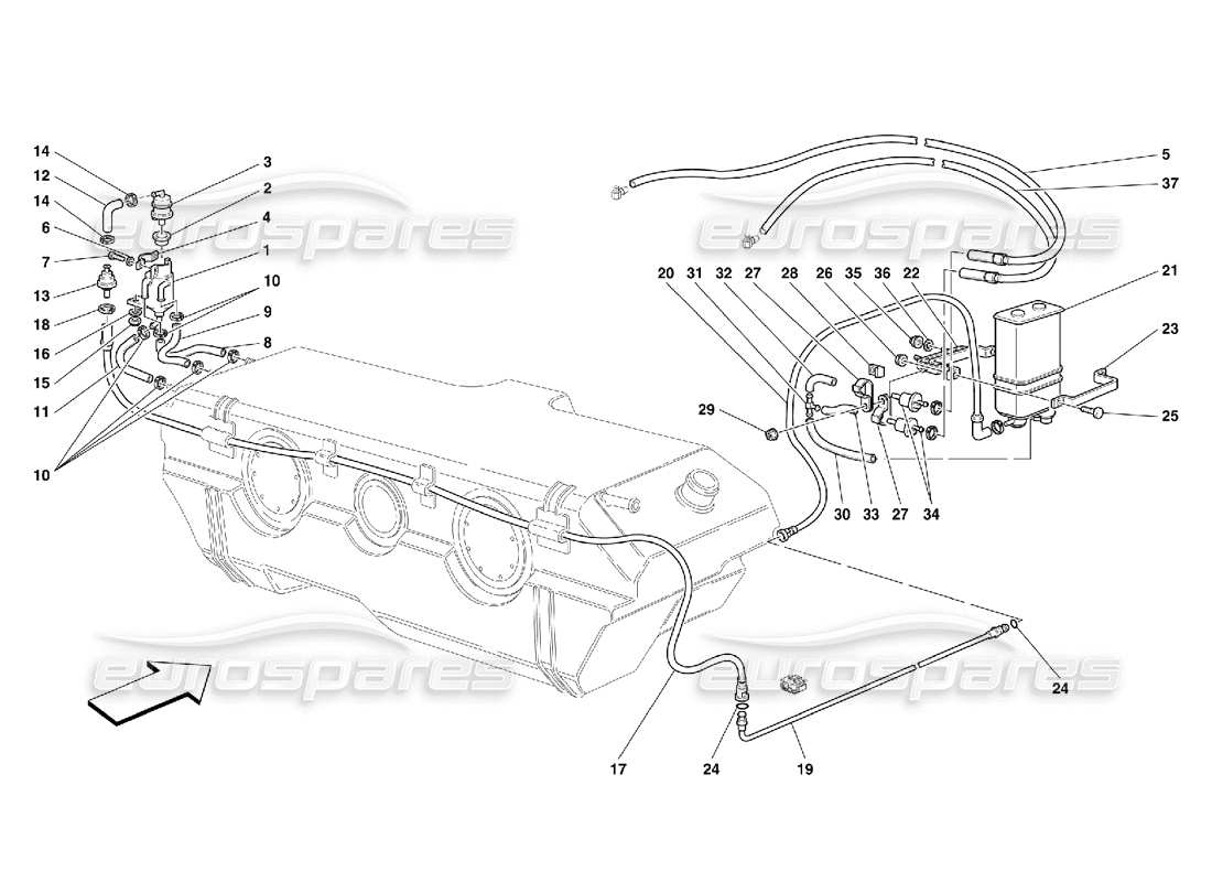 ferrari 456 m gt/m gta antievaporation device -not for usa, cdn and aus part diagram