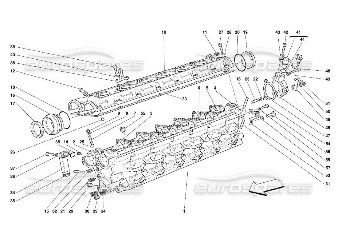 ferrari 456 m gt/m gta rh cylinder head parts diagram