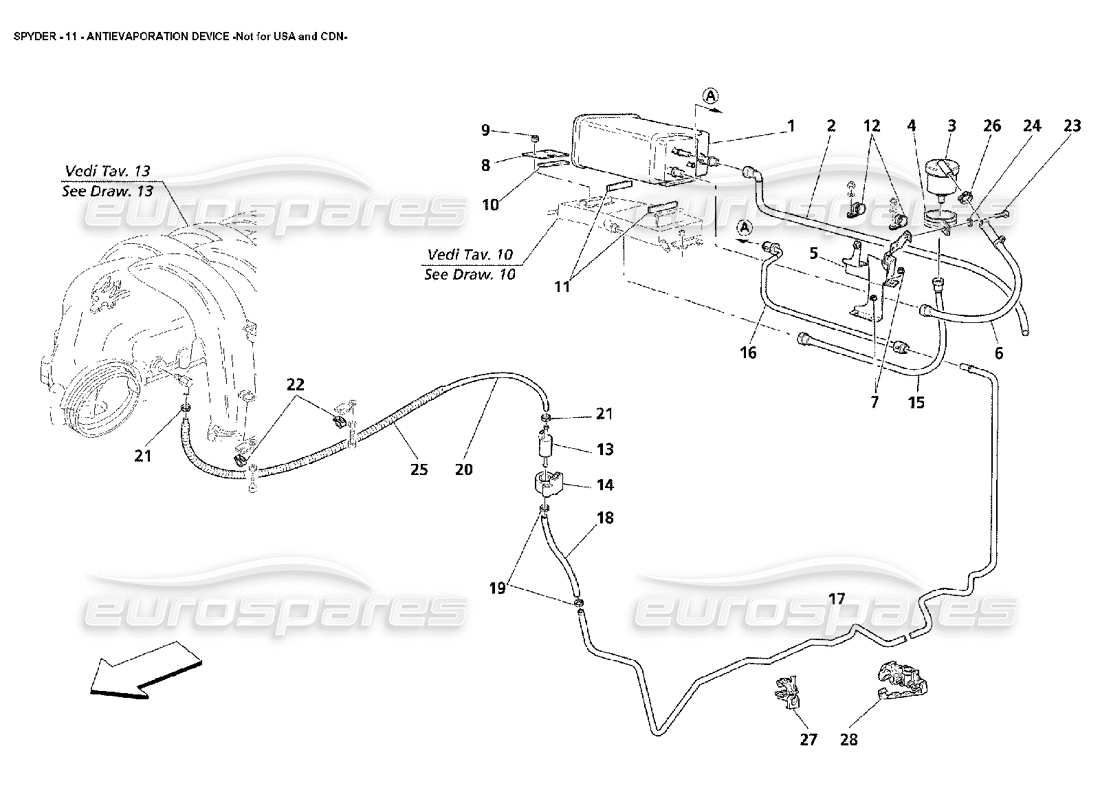 maserati 4200 spyder (2002) antievaporation device -not for usa and cdn part diagram