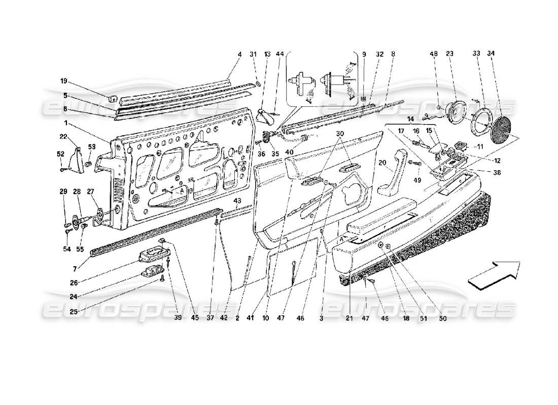 ferrari 512 m door - finishing part diagram